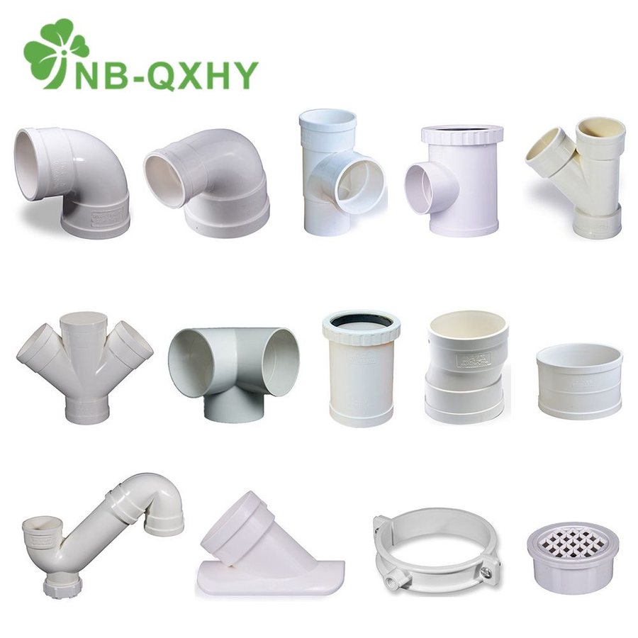 PVC drainage pipe and elbow fittings